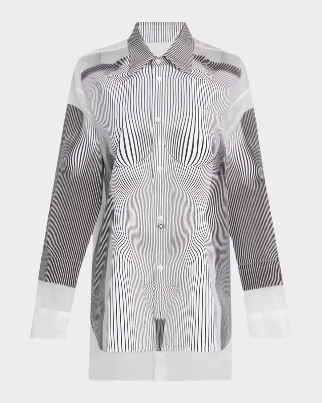 Body Morphing Pinstriped Petit Grand Shirt